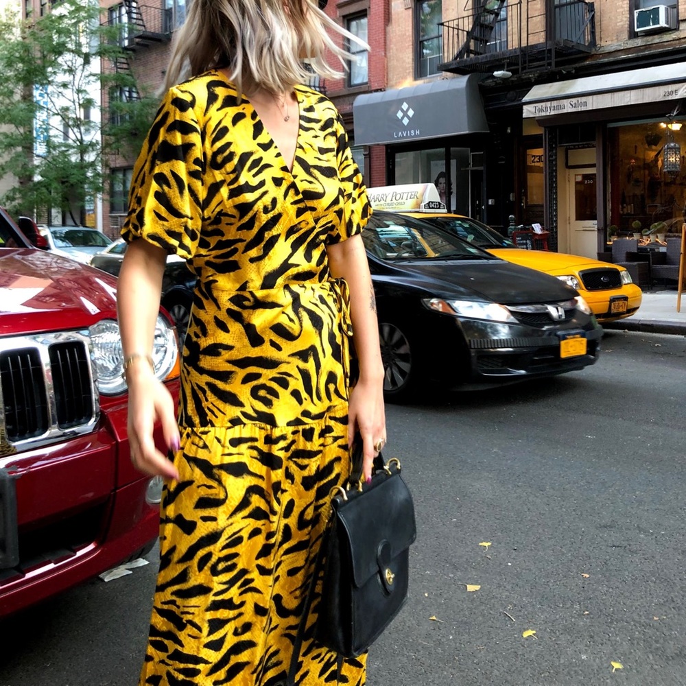 Topshop Yellow Zebra Dress
